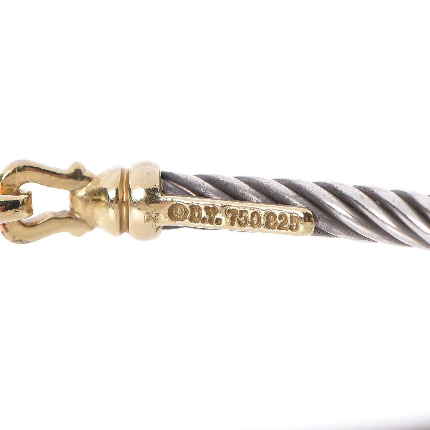 Sterling Silver 18K Yellow Gold 3mm Cable Buckle Bracelet
