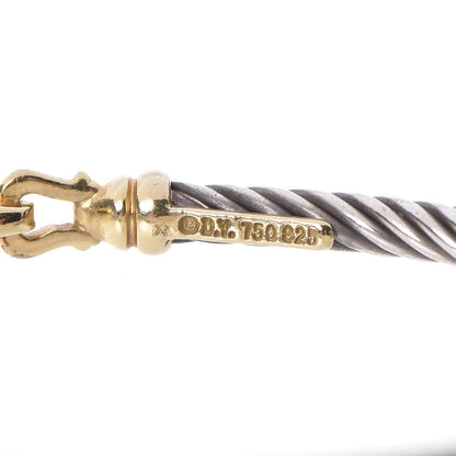 David Yurman Sterling Silver 18K Yellow Gold 3mm Cable Buckle Bracelet 5 of 5