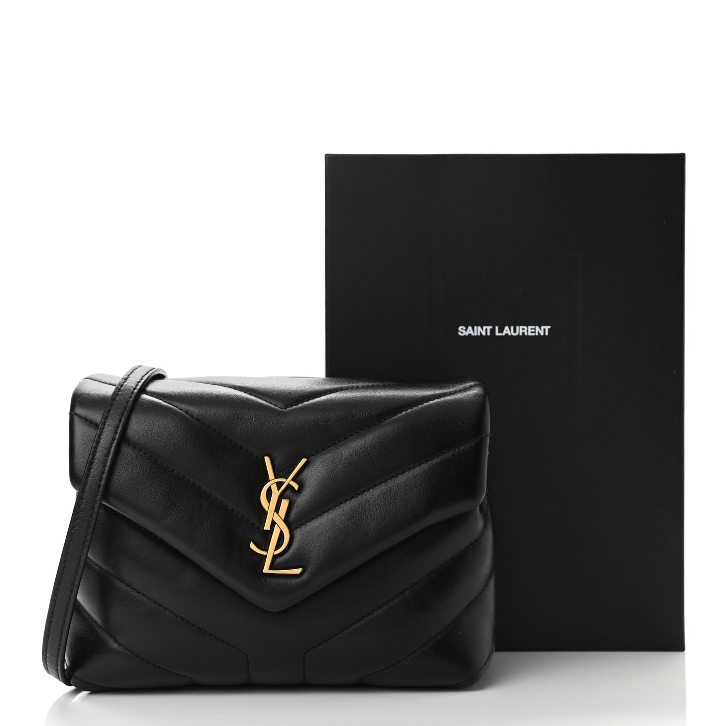 Calfskin Y Quilted Monogram Toy Loulou Crossbody Bag Black