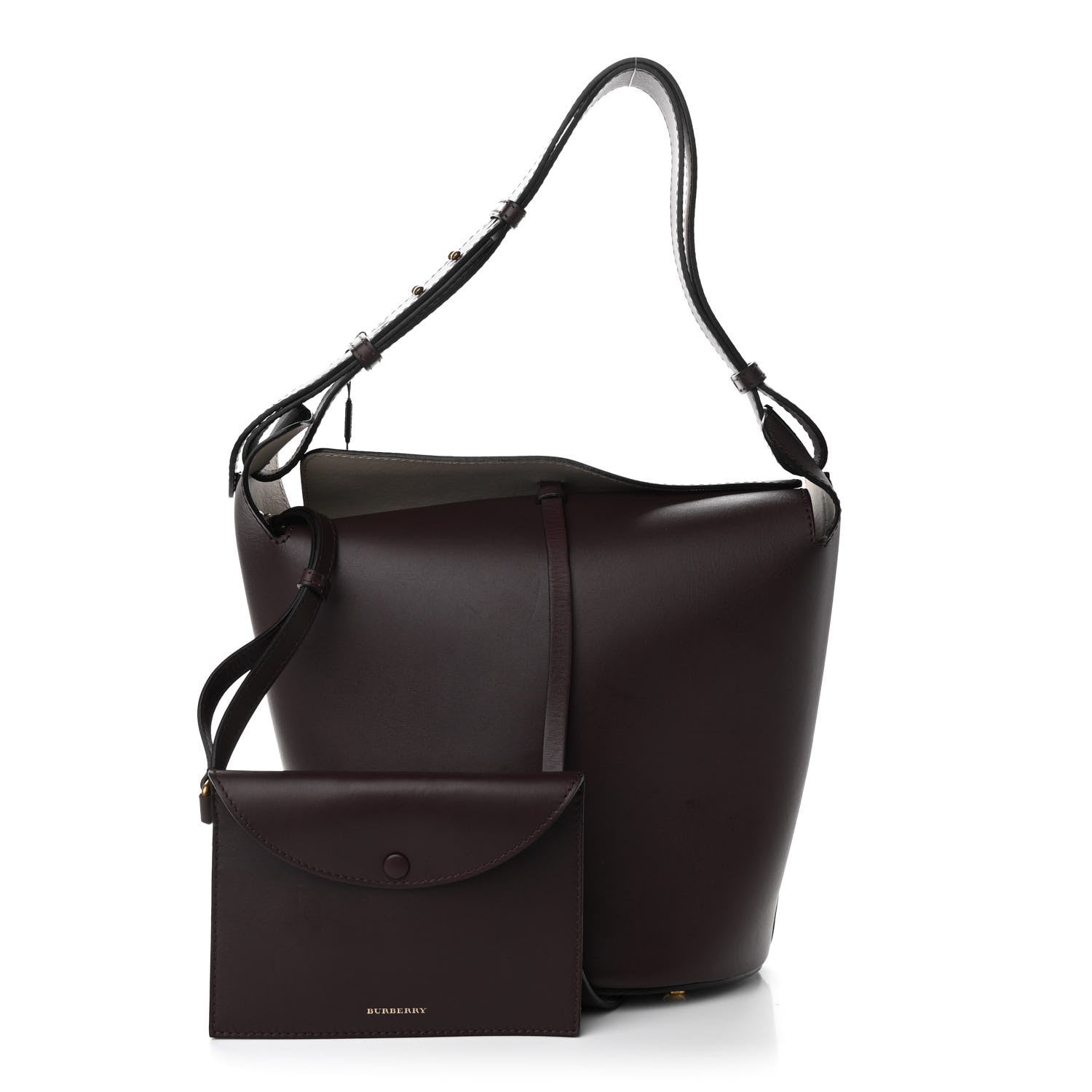 Burberry Supple Calfskin Medium Bucket Bag Burgundy 1 of 10