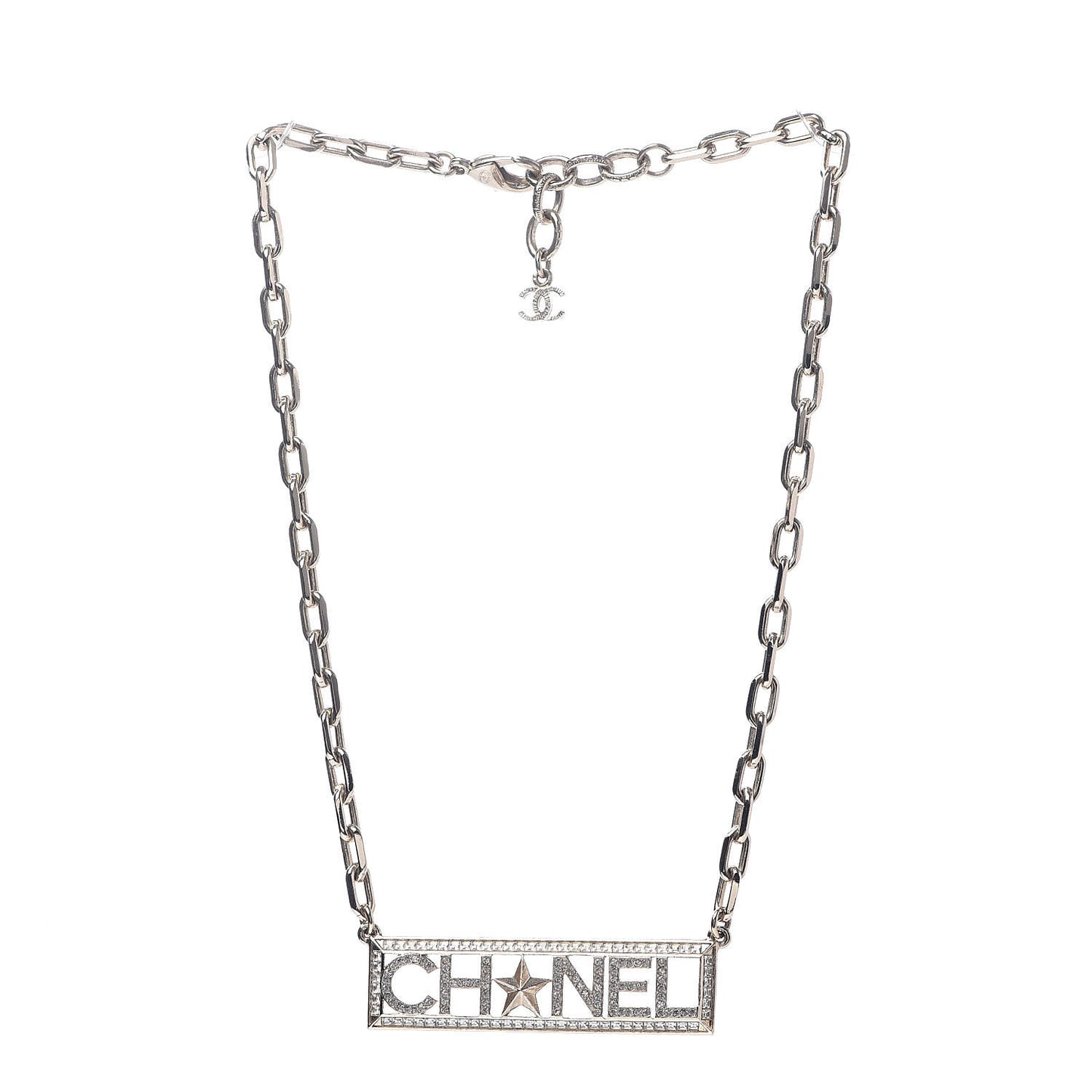 Crystal Chain Short Logo Necklace Gold