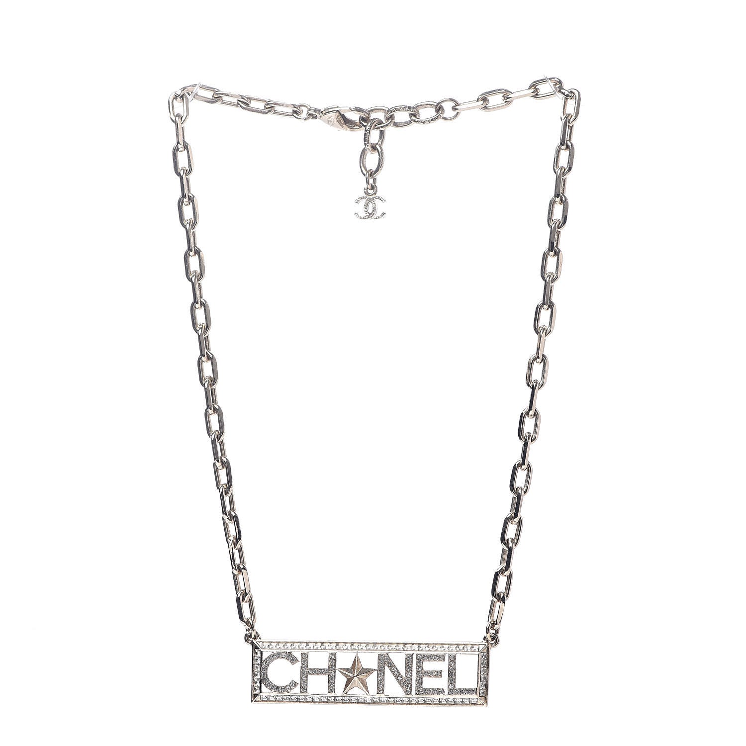 Chanel Crystal Chain Short Logo Necklace Gold 3 of 6