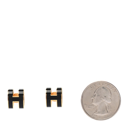 Hermes Gold Lacquered Pop H Earrings Black 2 of 5