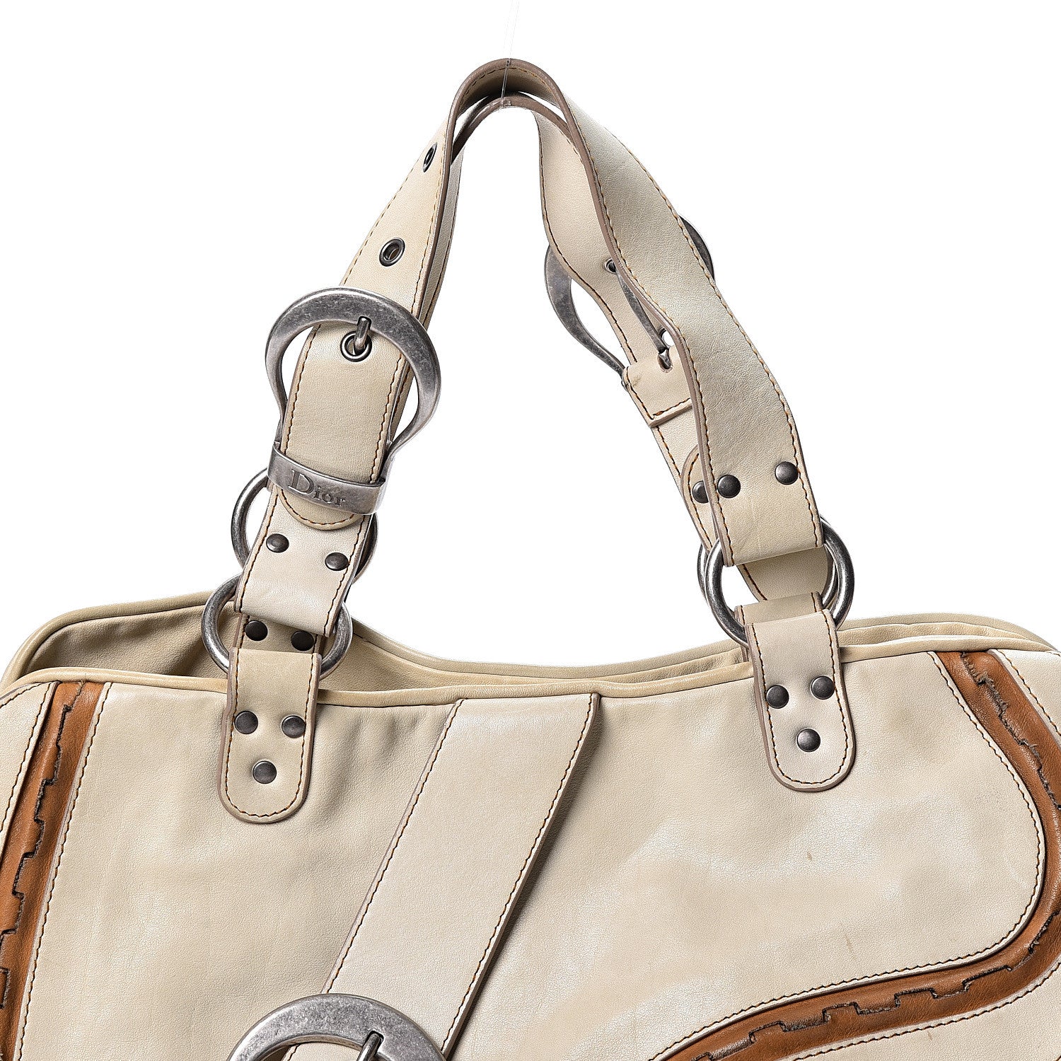 Christian Dior Calfskin Medium Gaucho Double Saddle Bag Ivory 7 of 12