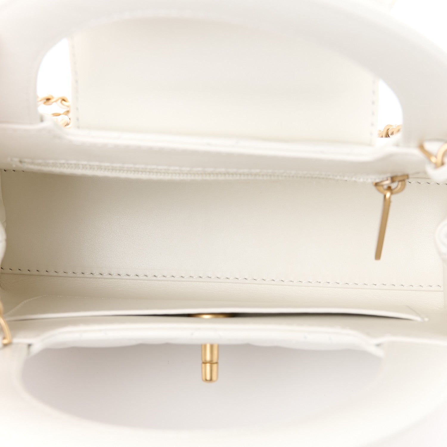 Chanel Shiny Aged Calfskin Quilted Nano Kelly Shopper White 5 of 11