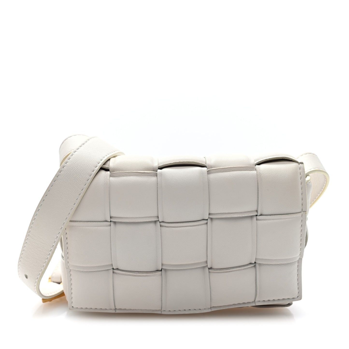 Nappa Maxi Intrecciato Small Padded Cassette Crossbody Bag Chalk