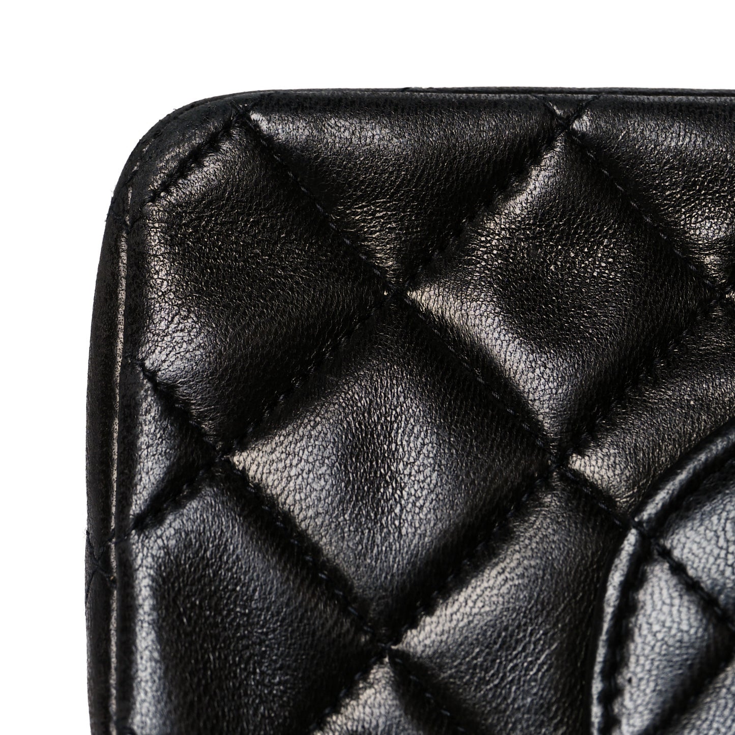 Lambskin Quilted Medium Double Flap Black