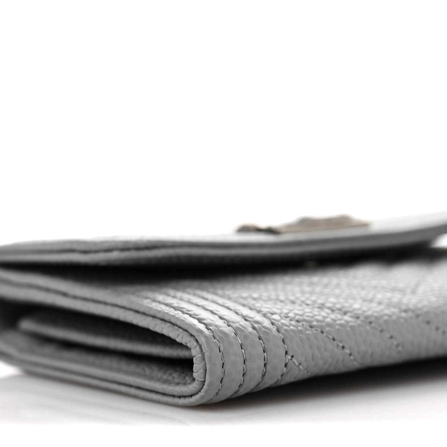 Caviar Chevron Quilted Boy Card Holder Wallet Grey