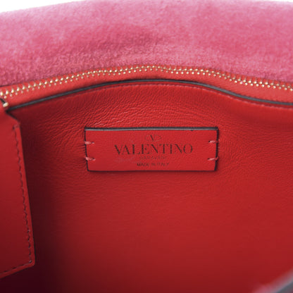 Valentino Garavani Pebbled Calfskin Rockstud Flip Lock Flap Messenger Raspberry 5 of 8