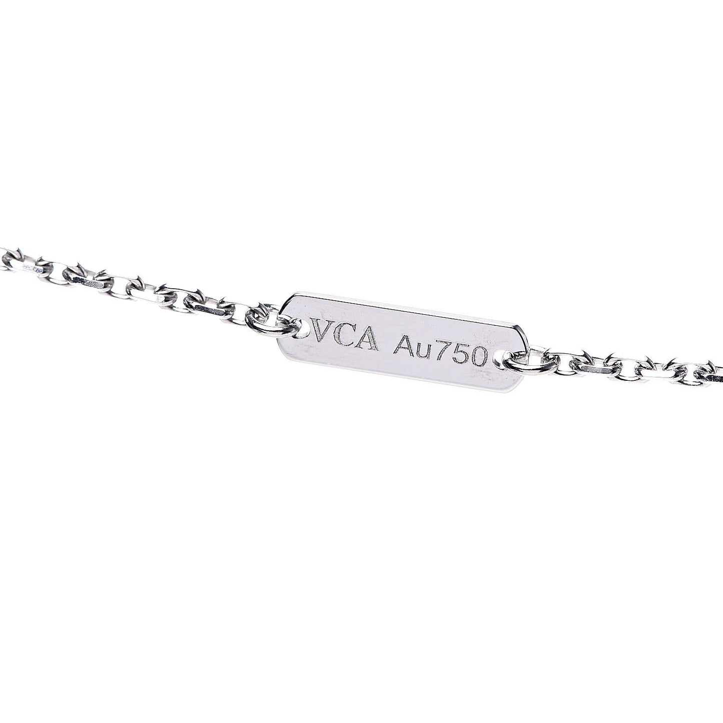 18K White Gold Chalcedony Vintage Alhambra Pendant Necklace