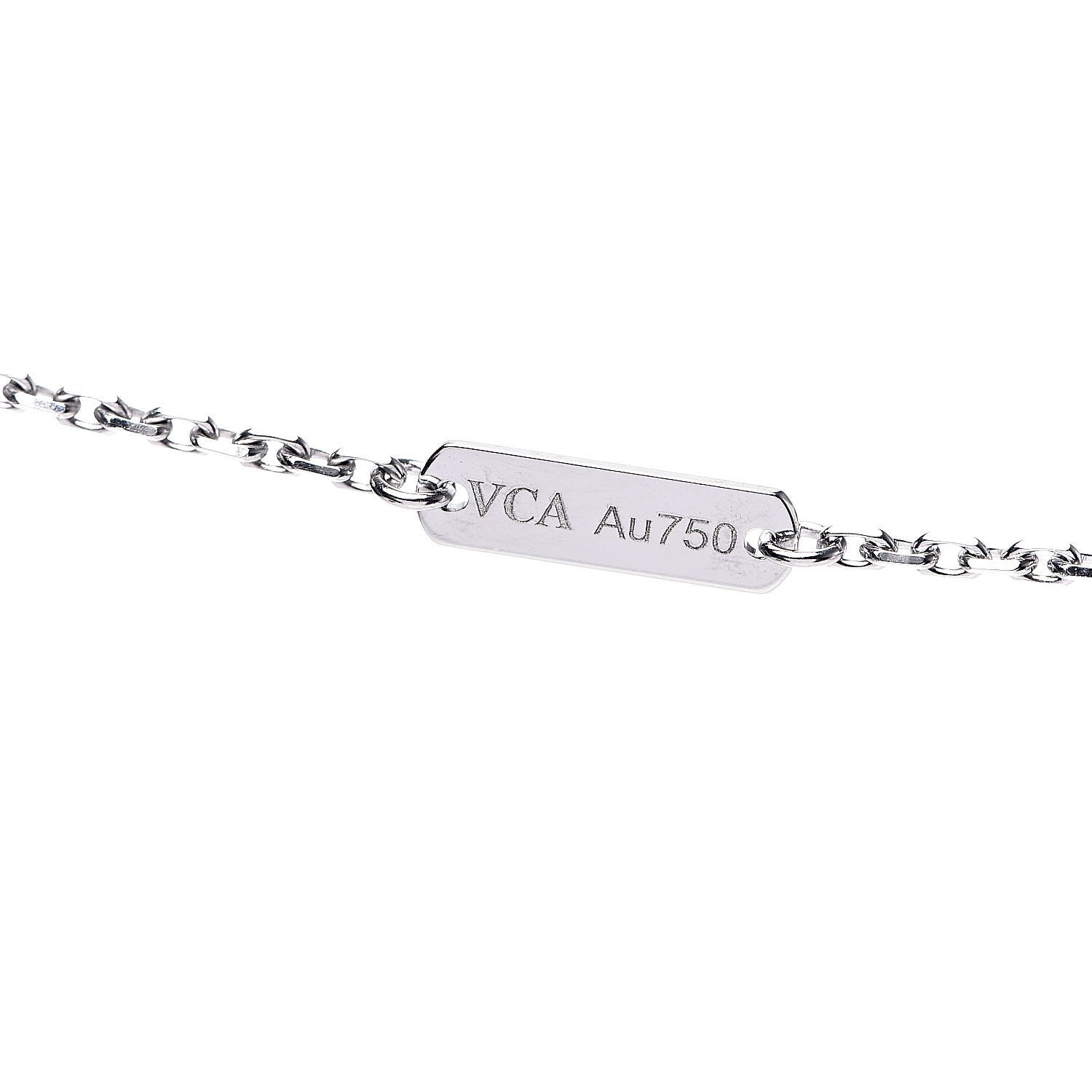 Van Cleef & Arpels 18K White Gold Chalcedony Vintage Alhambra Pendant Necklace 6 of 6