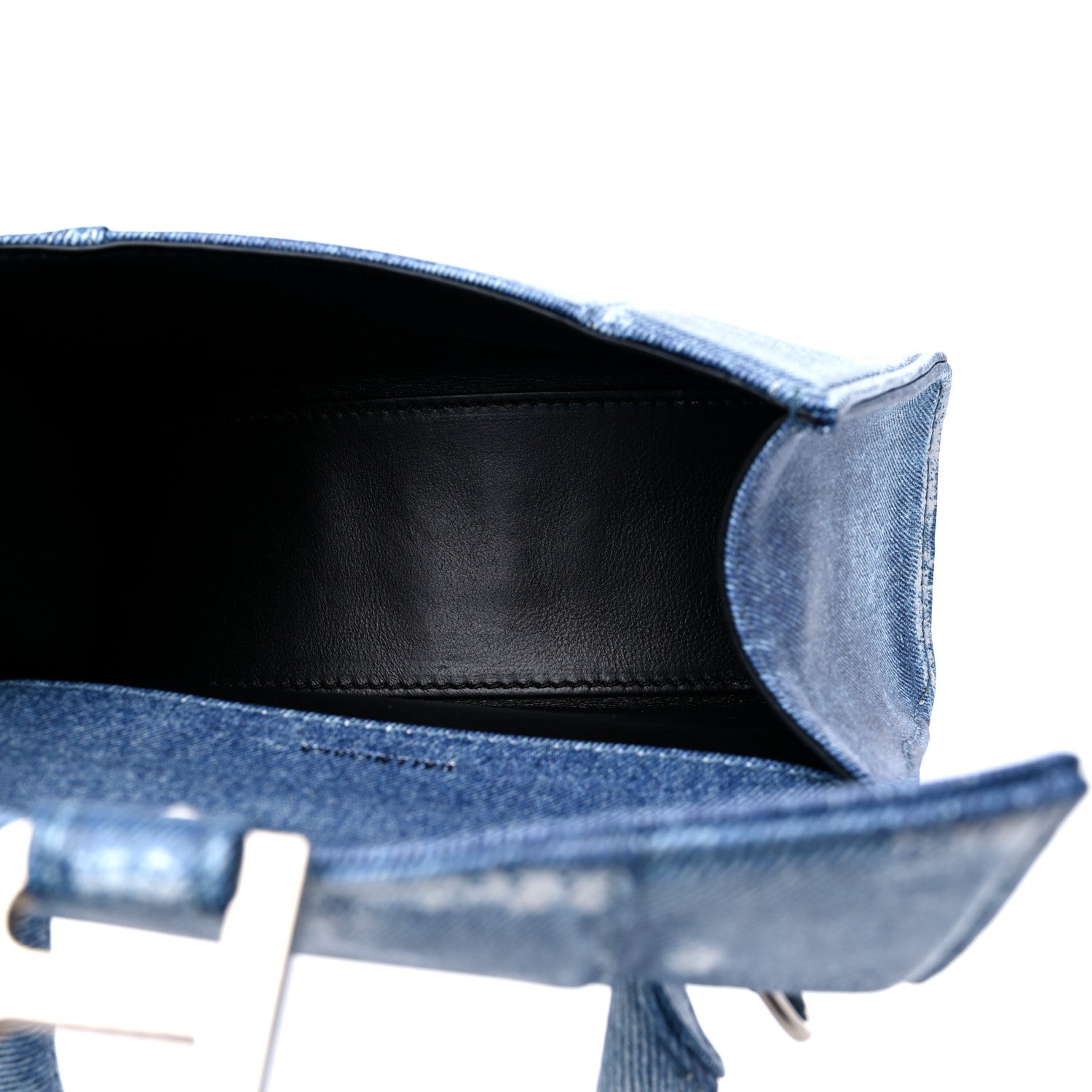 Balenciaga Nappa Denim Printed Hourglass Top Handle Bag XS Denim Blue 5 of 9