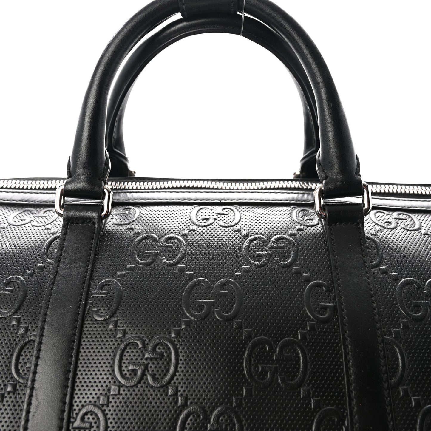 Calfskin GG Tennis Embossed Duffle Bag Black