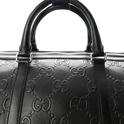 Gucci Calfskin GG Tennis Embossed Duffle Bag Black 7 of 9