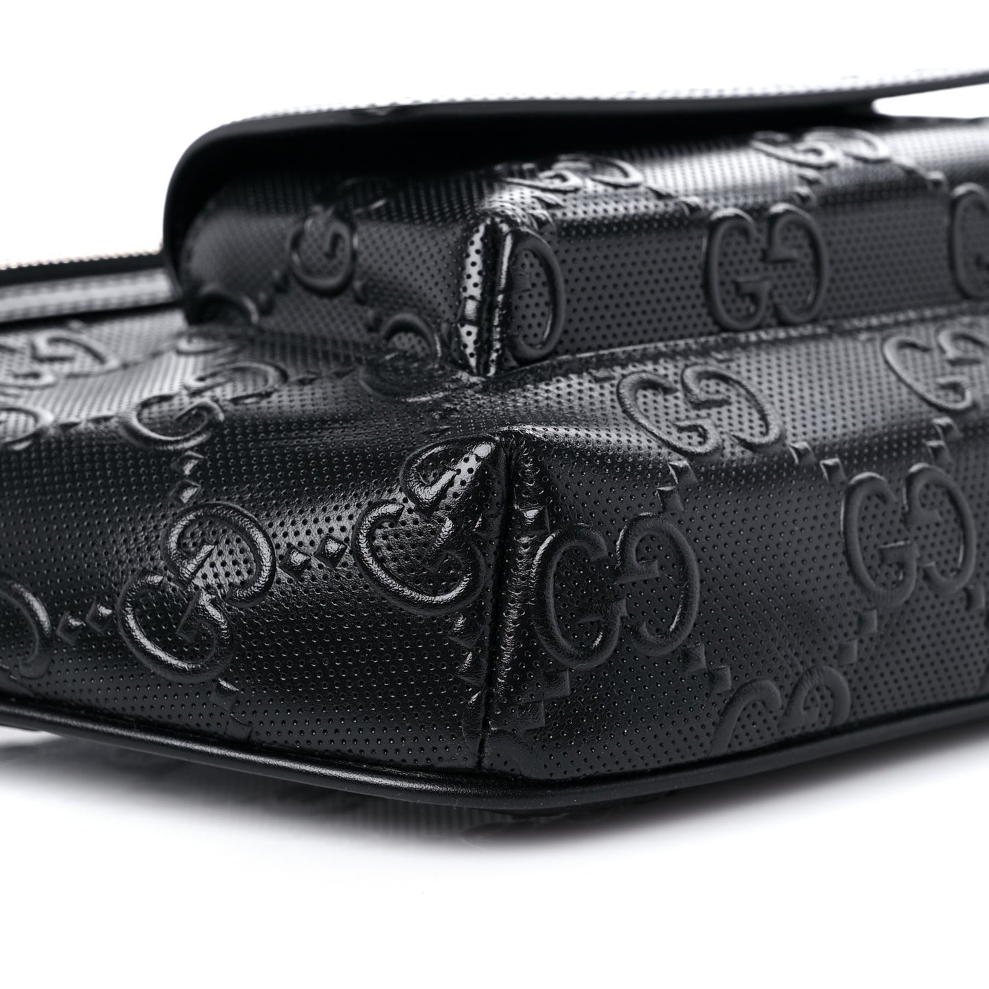 Calfskin GG Tennis Embossed Pocket Belt Bag Black