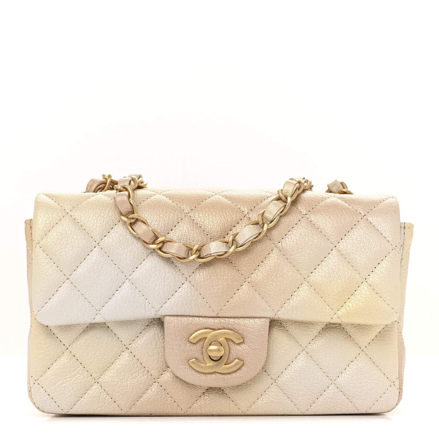 Chanel Metallic Goatskin Quilted Mini Rectangular Flap Gold 1 of 12