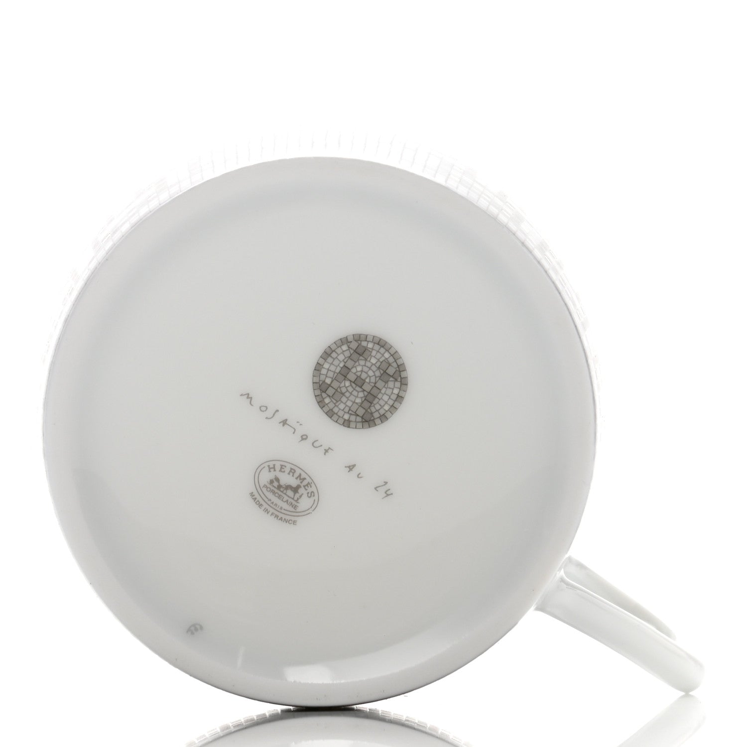 Hermes Porcelain Mosaique Au 24 Platine Tea Cup And Saucer Set Of 2 Platinum 6 of 10