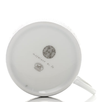Hermes Porcelain Mosaique Au 24 Platine Tea Cup And Saucer Set Of 2 Platinum 6 of 10