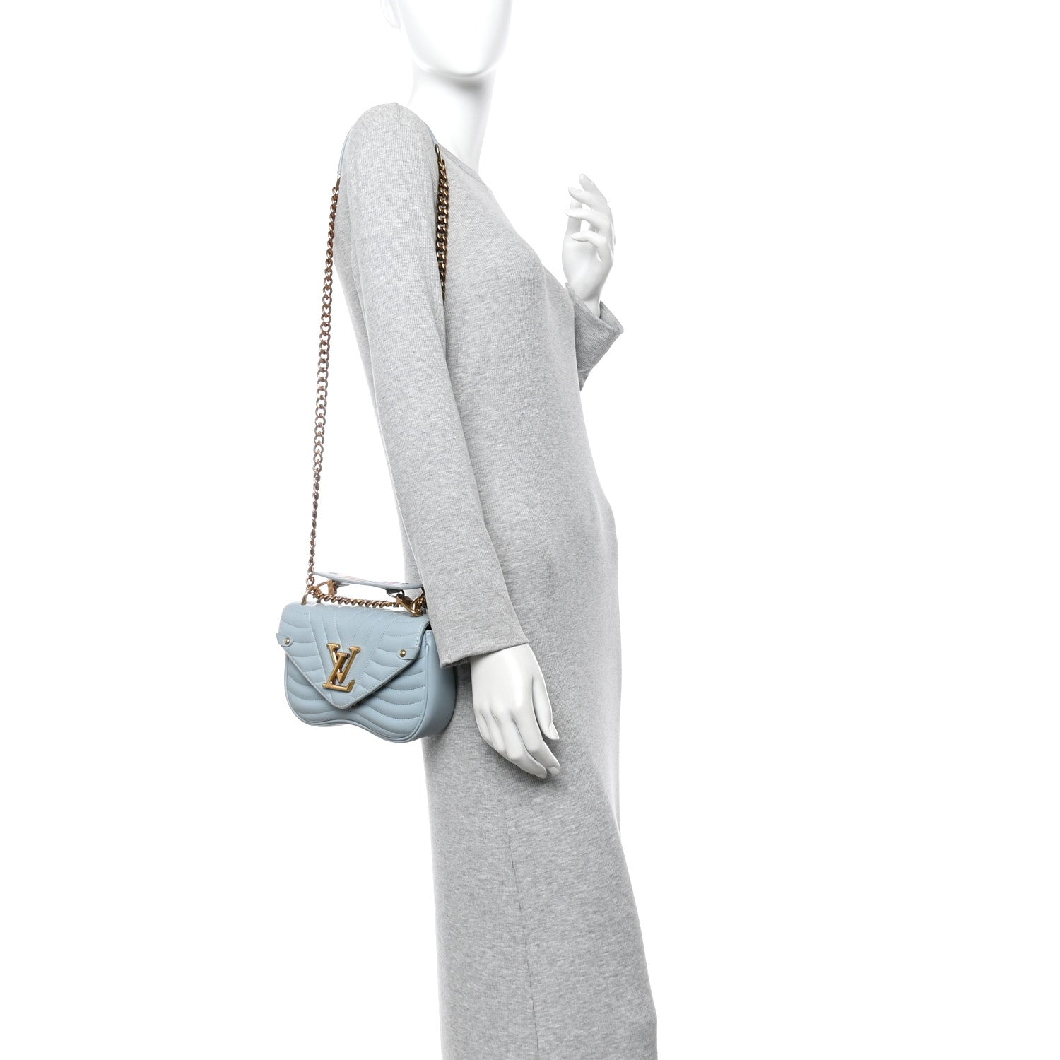 Louis Vuitton Calfskin New Wave Chain PM Porcelain Blue 2 of 11