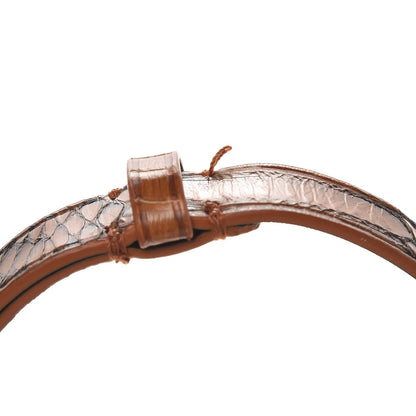 Bottega Veneta Python Calfskin Embossed Crystal Skinny Belt 90 36 Brown 6 of 6