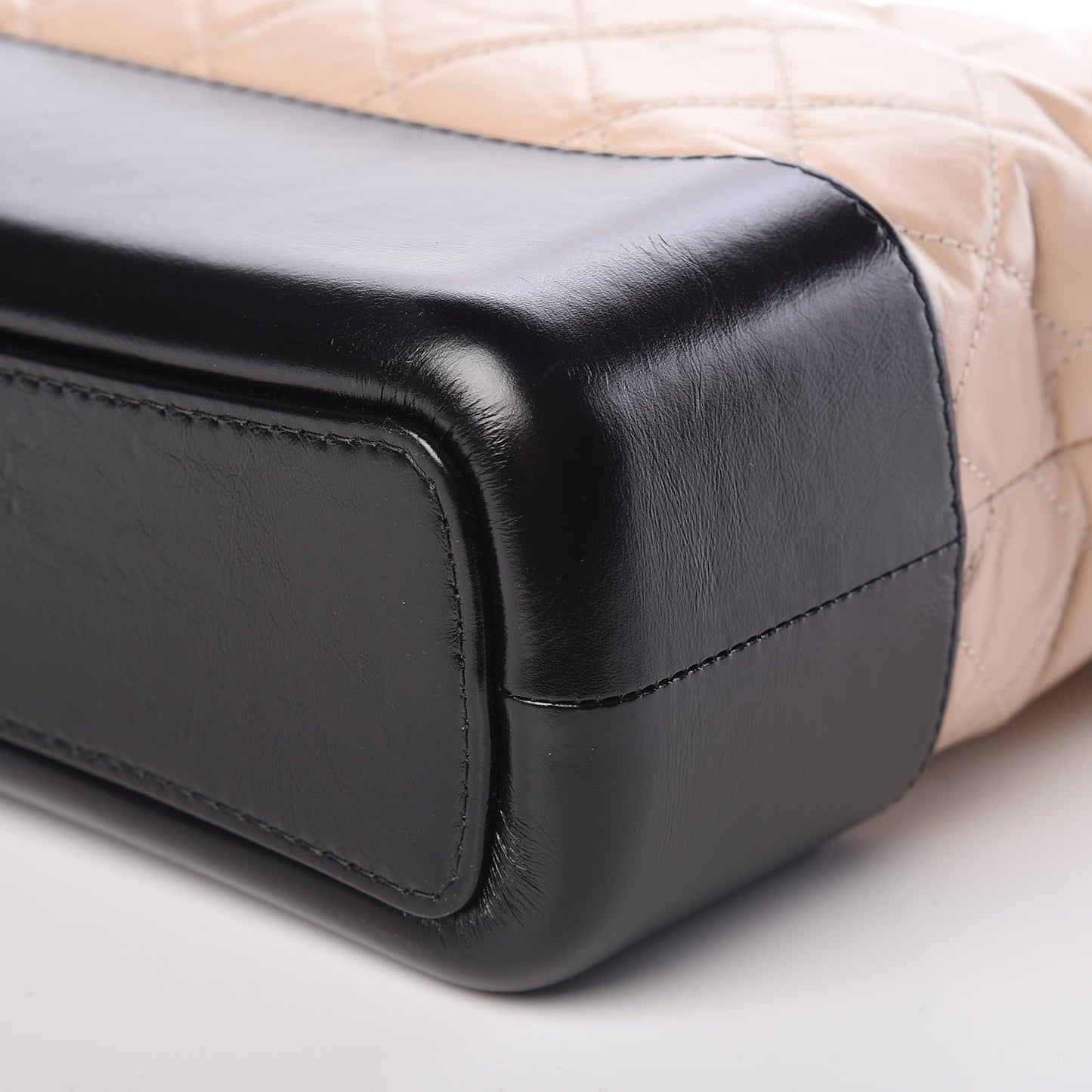 Aged Calfskin Quilted Medium Gabrielle Hobo Beige Black
