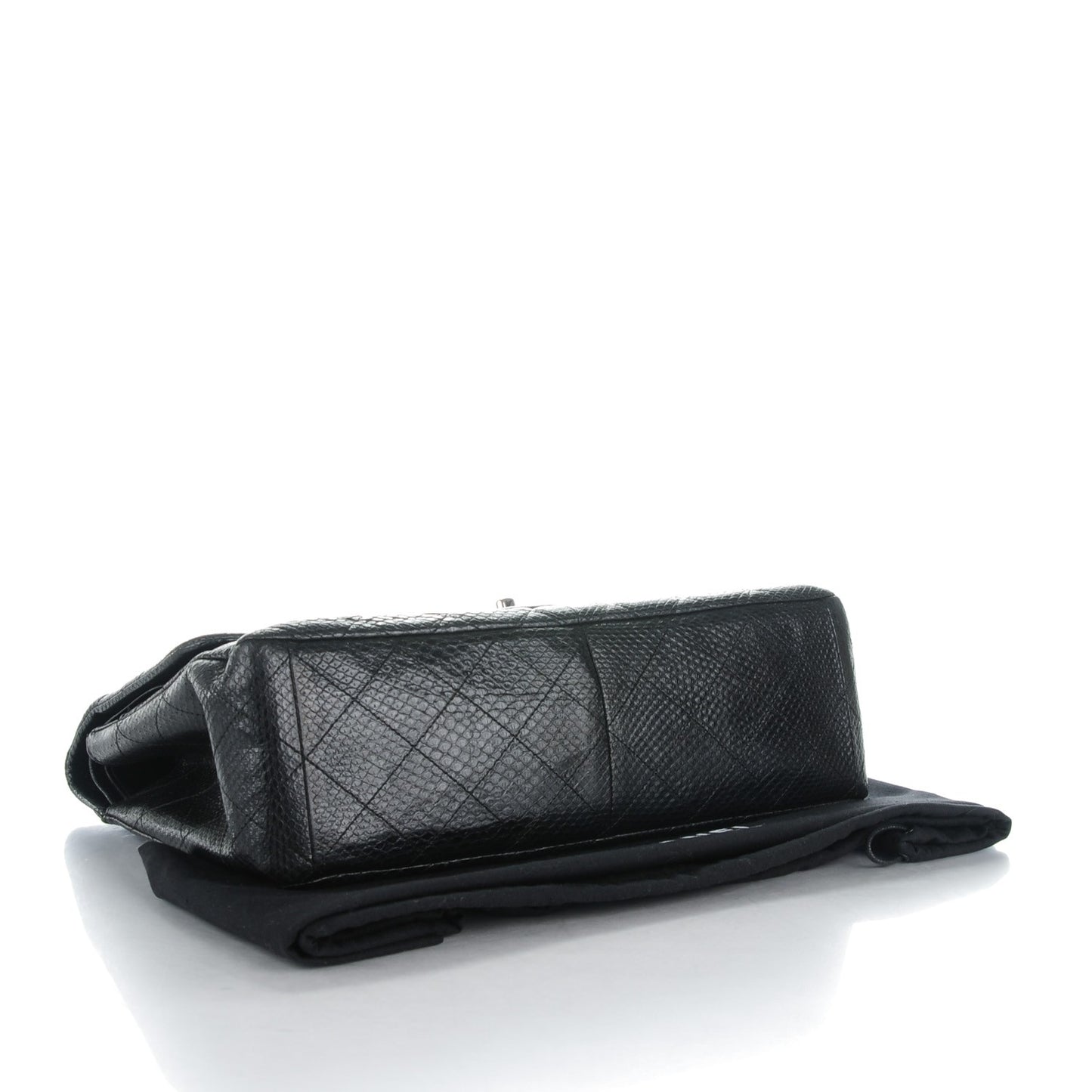 Lizard Quilted Jumbo Double Flap Black