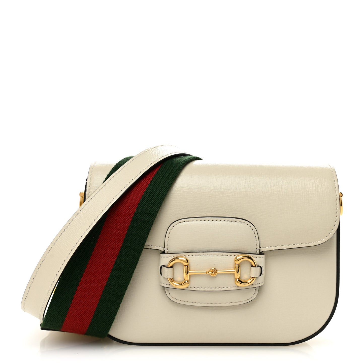 Azalea Calfskin Web Mini Horsebit 1955 Shoulder Bag Mystic White