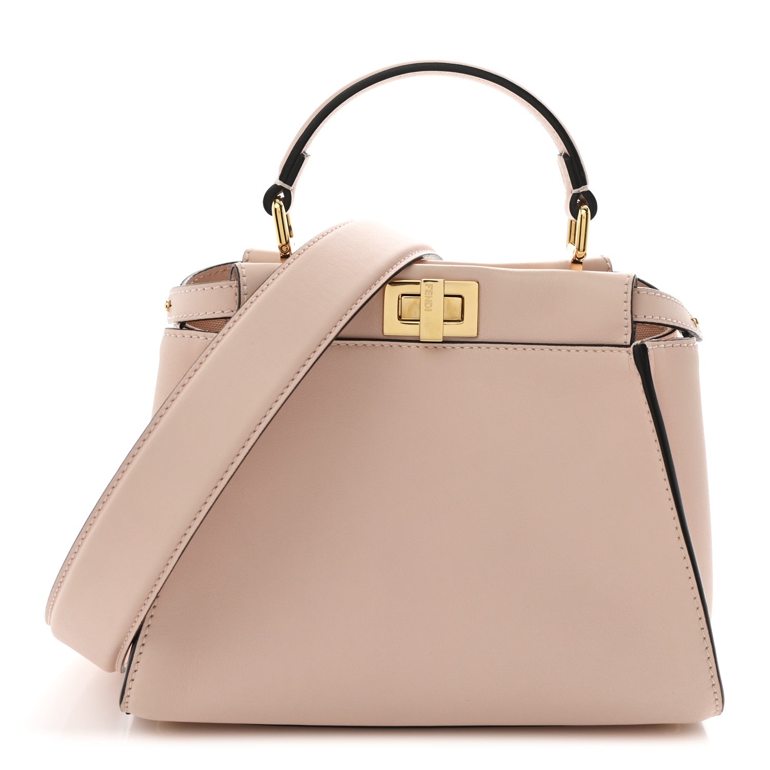 Fendi Vitello Seta Canvas FF Embroidered Mini Peekaboo Iconic Satchel Rosa Confetto 1 of 11