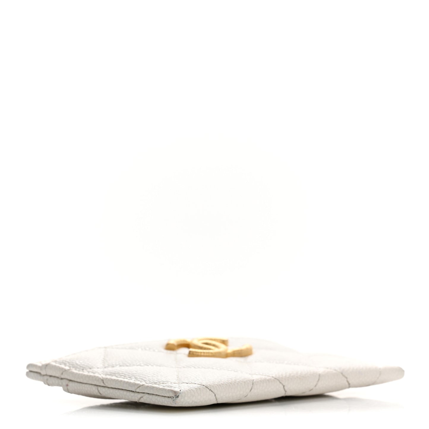 Caviar Quilted Textured CC Card Holder White