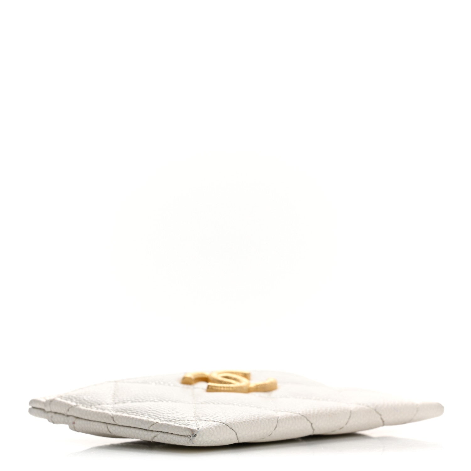Chanel Caviar Quilted Textured CC Card Holder White 4 of 13