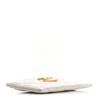 Chanel Caviar Quilted Textured CC Card Holder White 4 of 13