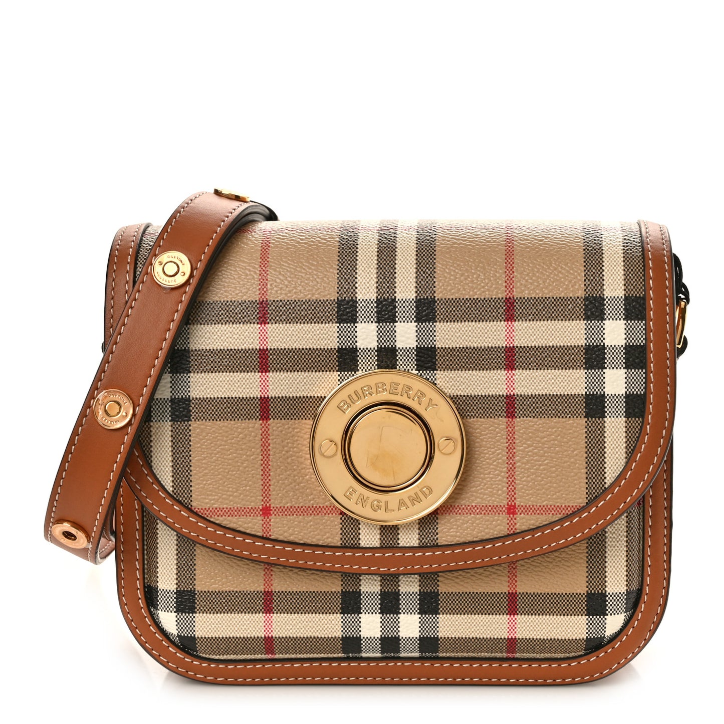 Calfskin Check Small Elizabeth Bag Briar Brown