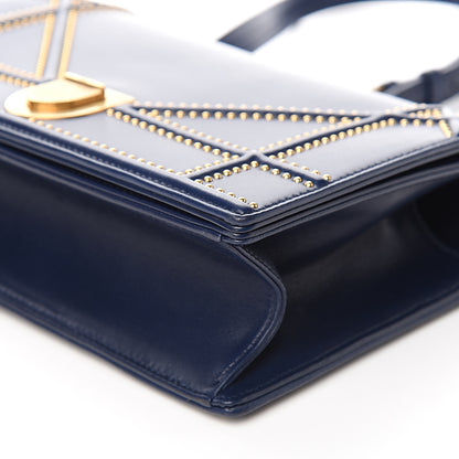 Christian Dior Lambskin Studded Medium Diorama Flap Bag Navy Blue 9 of 10