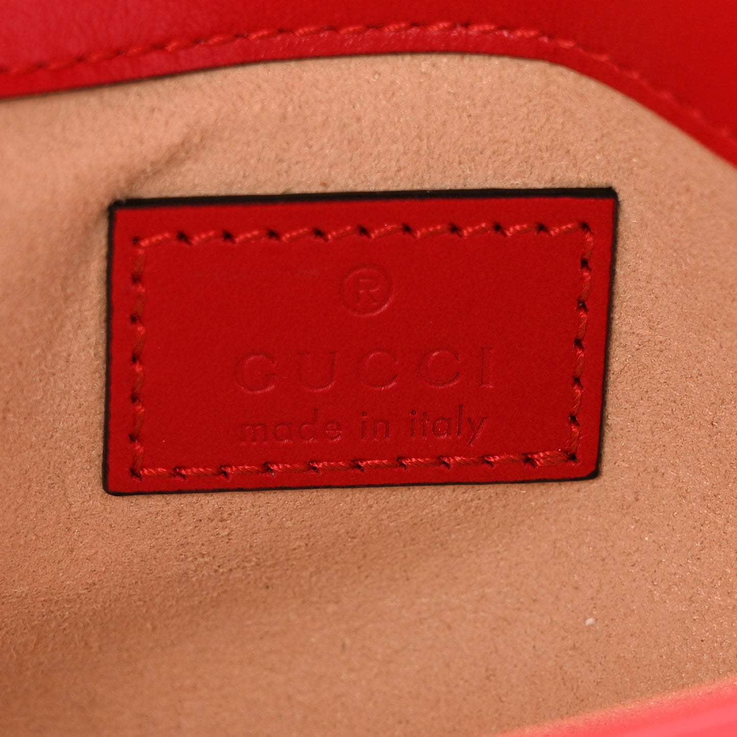 Calfskin Matelasse Super Mini GG Marmont Shoulder Bag Hibiscus Red
