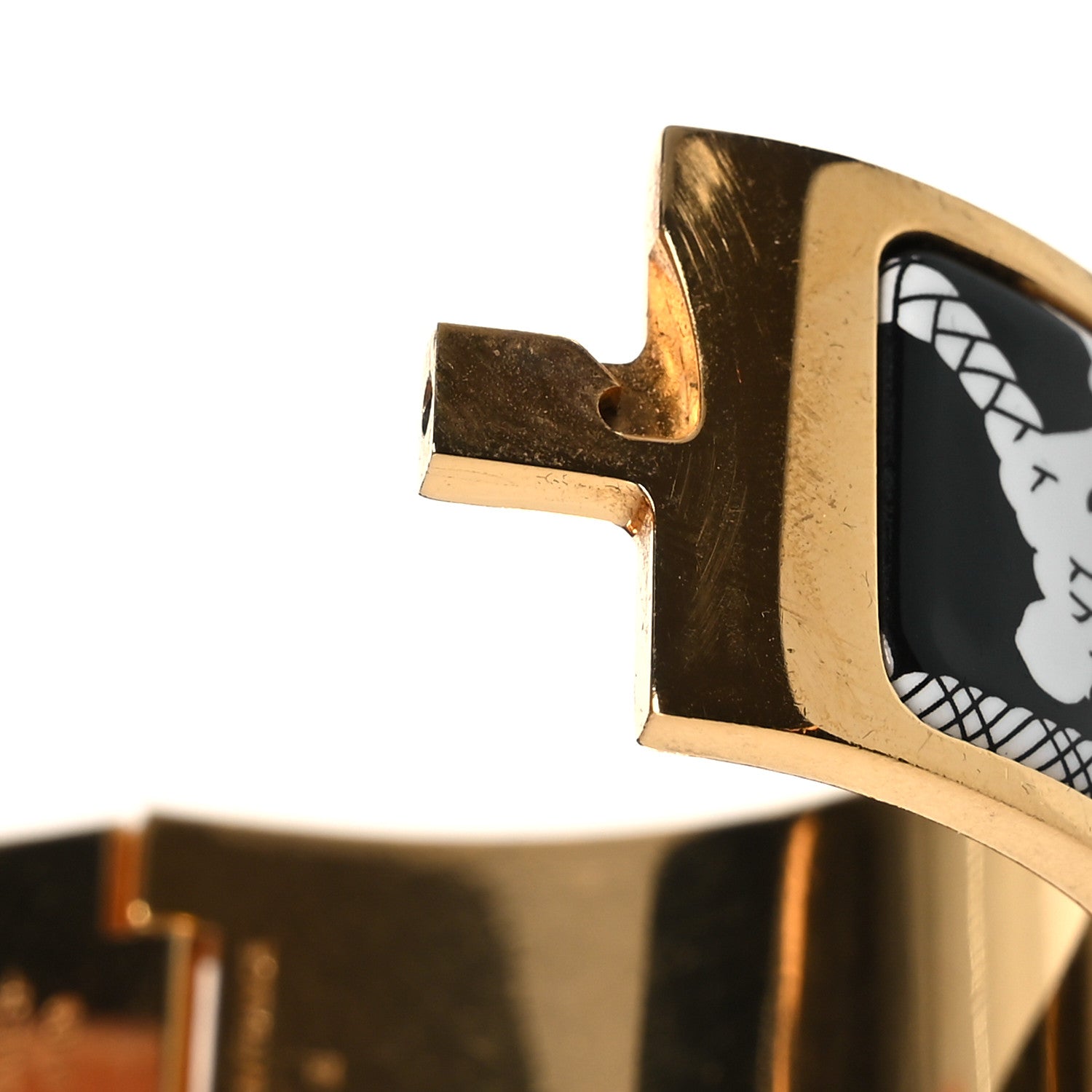 Hermes Enamel Printed Wide Panoplie Equestre Clic H Bracelet PM Positif Negatif 6 of 7