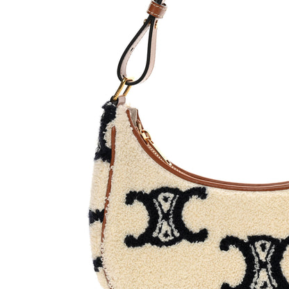 Celine Bouclette Embroidered Ava Triomphe Shoulder Bag Navy Tan 9 of 12