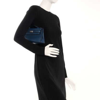 Hermes Swift Kelly Pochette Clutch Bleu de Prusse 2 of 19