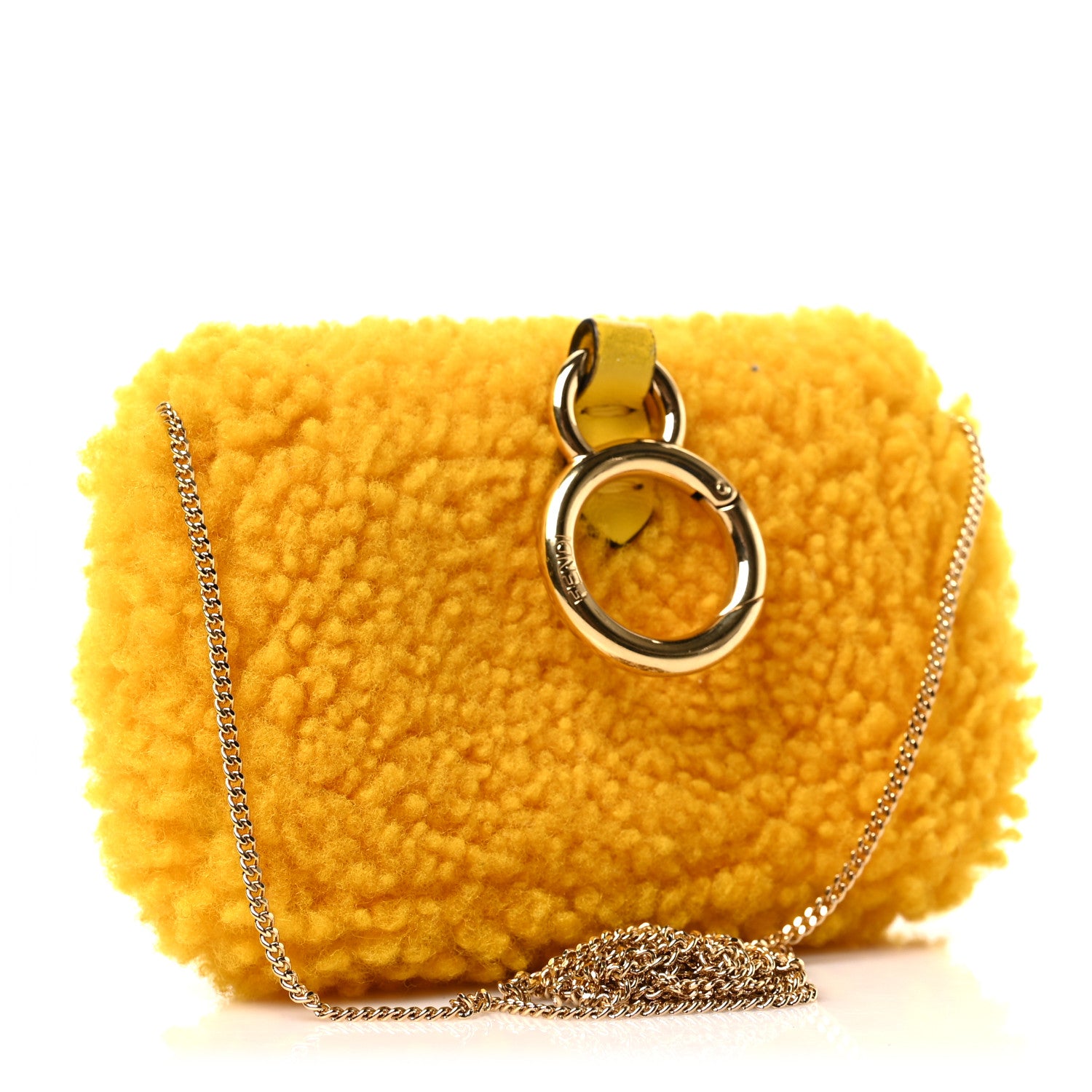 Fendi Shearling Vitello Grace Nano Baguette Charm Narciso 3 of 8