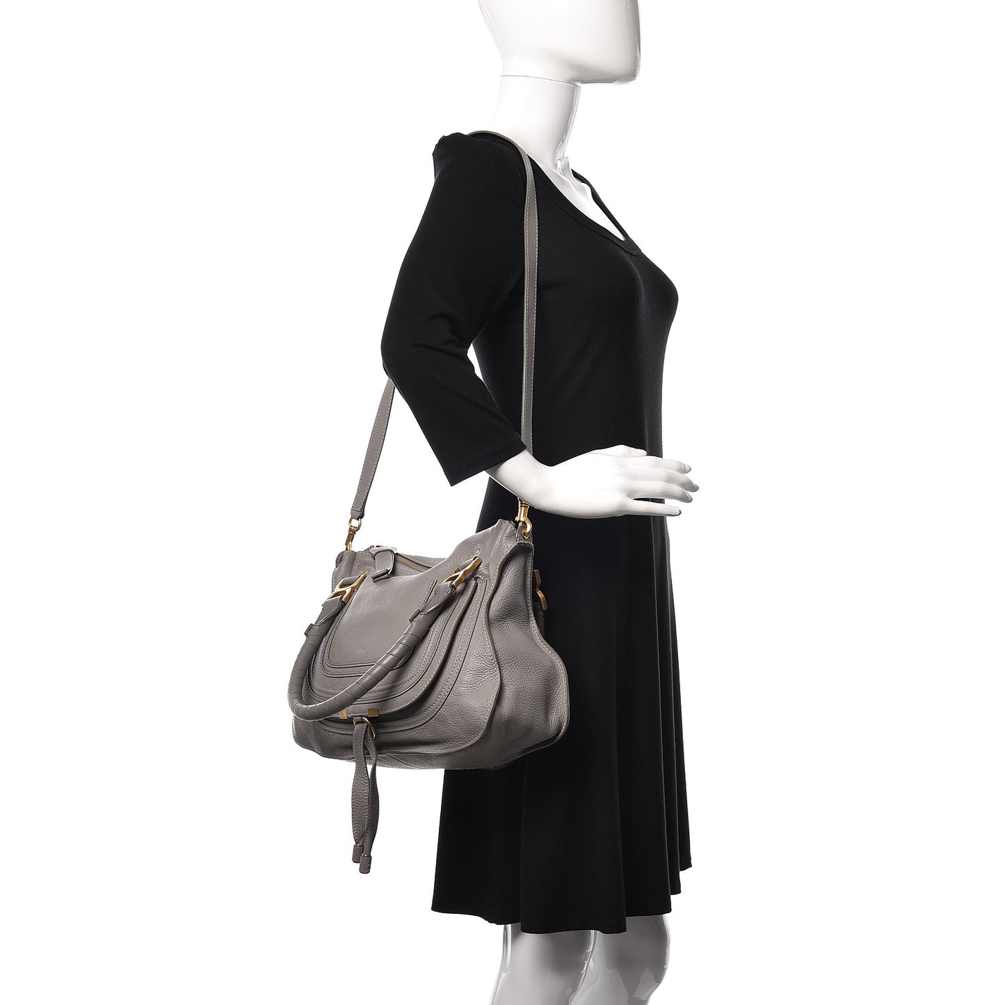 Calfskin Medium Marcie Satchel Cashmere Grey