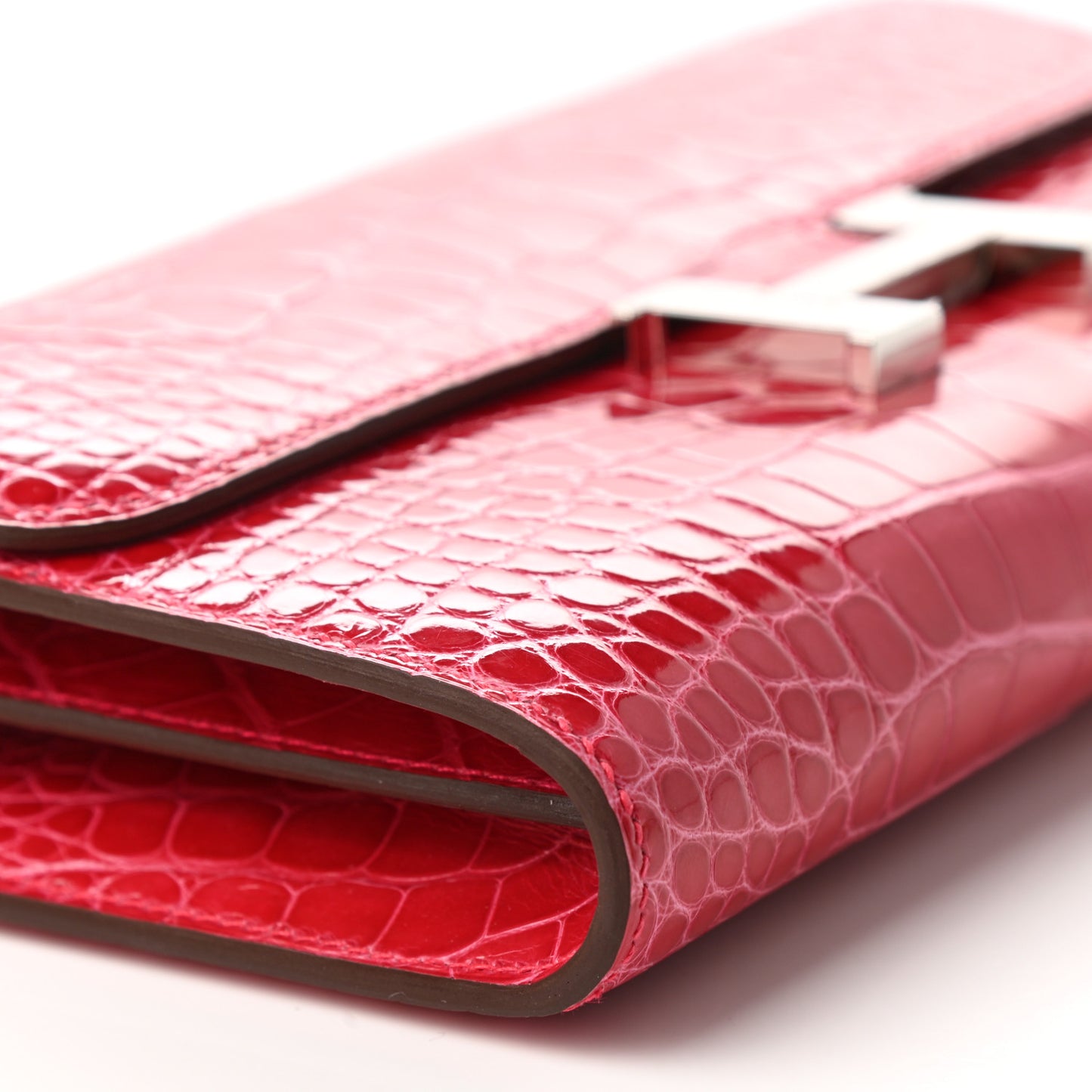 Shiny Alligator Constance Long Wallet To Go Rose Extreme