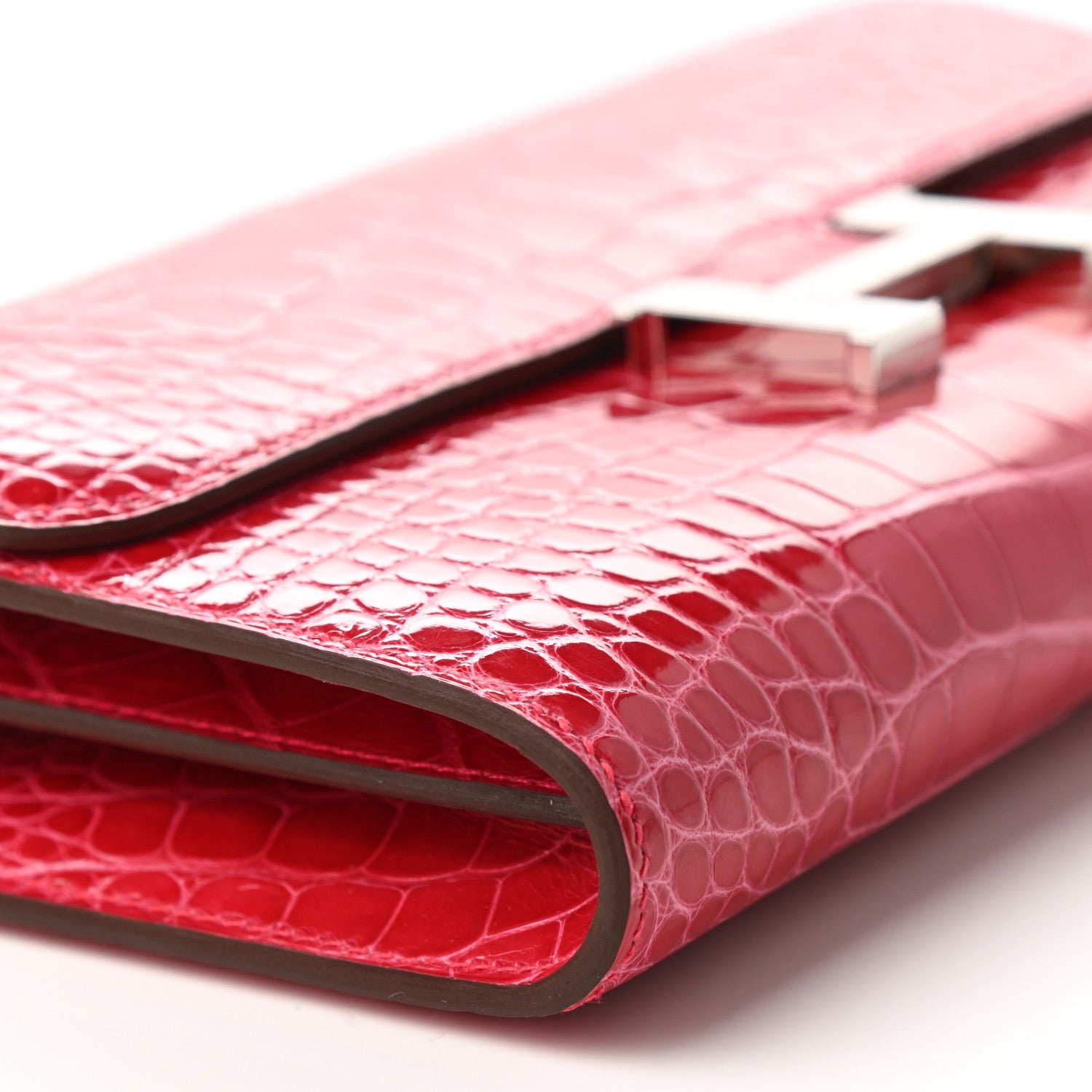 Hermes Shiny Alligator Constance Long Wallet To Go Rose Extreme 8 of 10