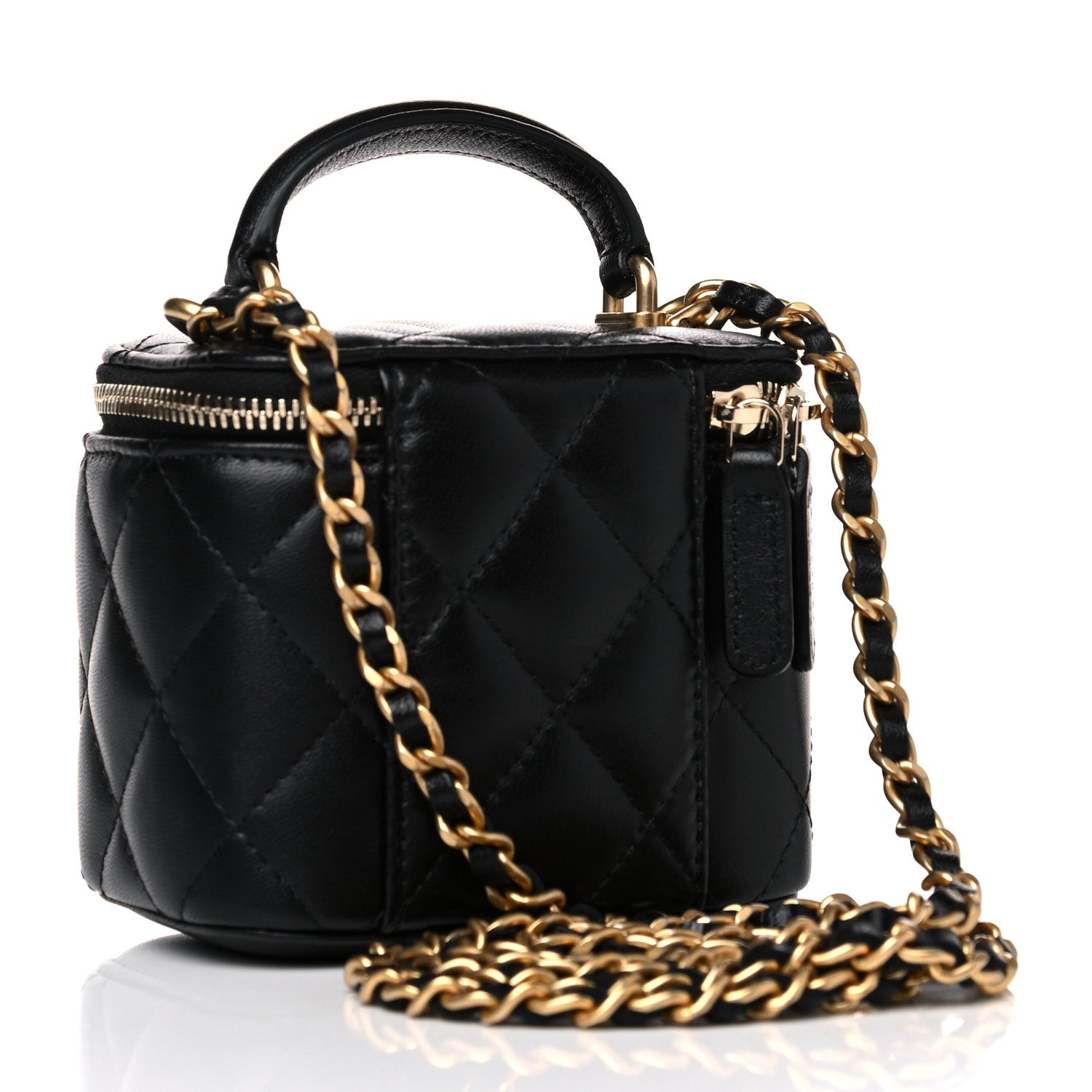 Chanel Lambskin Quilted Top Handle Mini Vanity Case With Chain Black 3 of 11