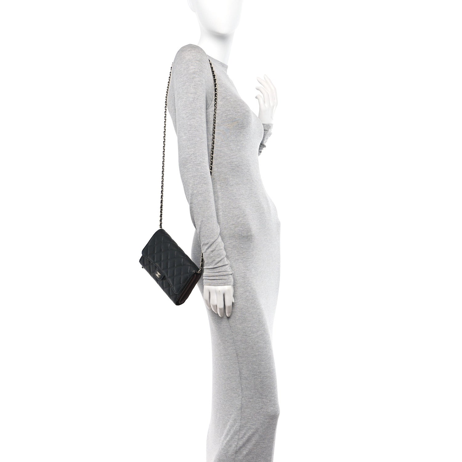 Chanel Caviar Quilted Compact Wallet On Chain WOC Black 2 of 11