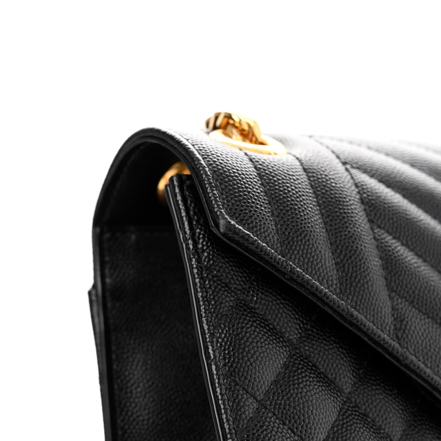 Saint Laurent Grain De Poudre Textured Mixed Matelasse Large Triquilt Monogram Satchel Black 11 of 15
