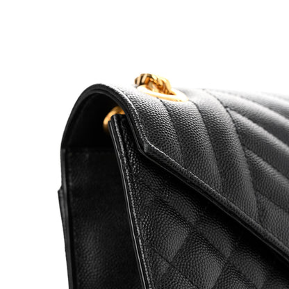 Saint Laurent Grain De Poudre Textured Mixed Matelasse Large Triquilt Monogram Satchel Black 11 of 15