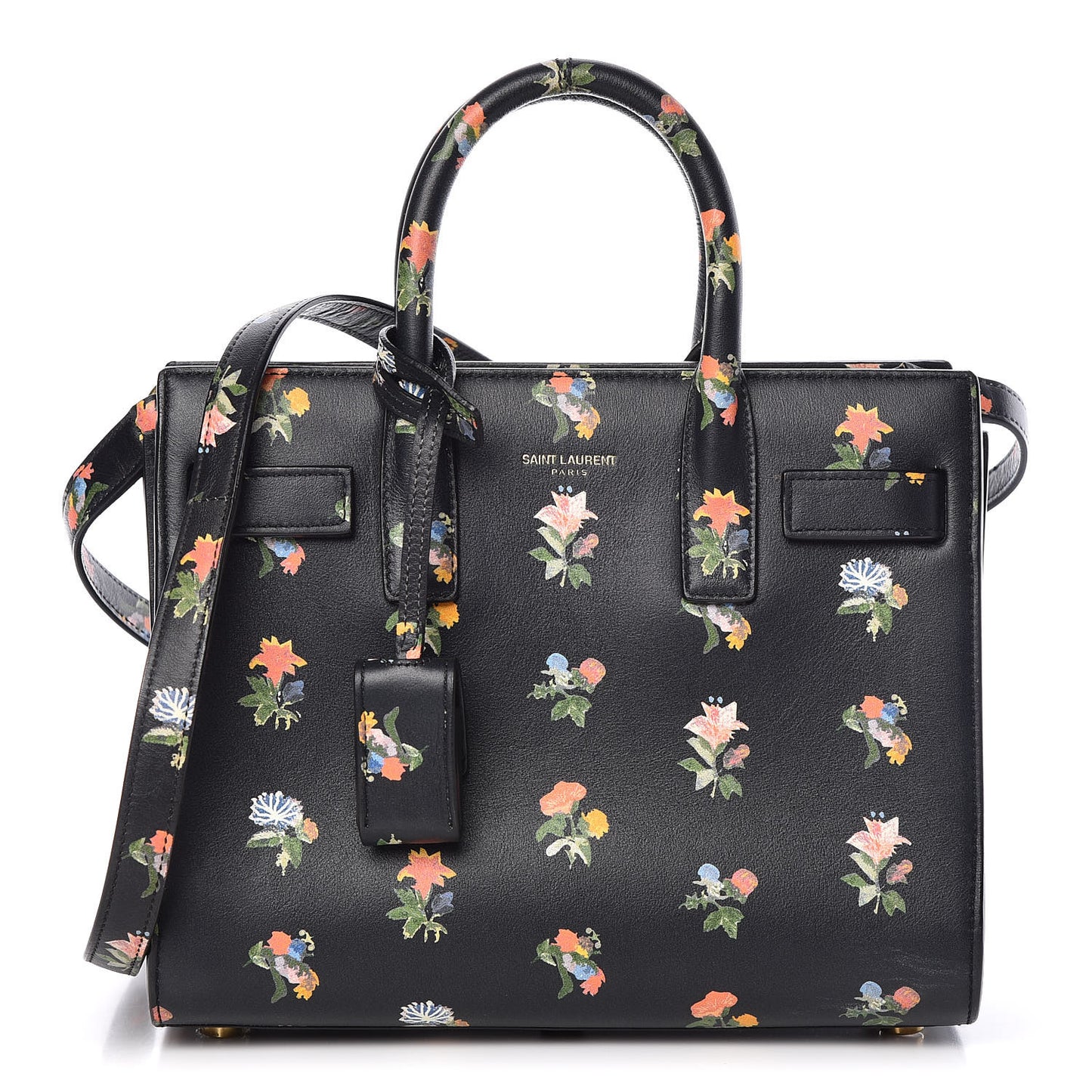 Calfskin Prairie Printed Nano Sac De Jour Black