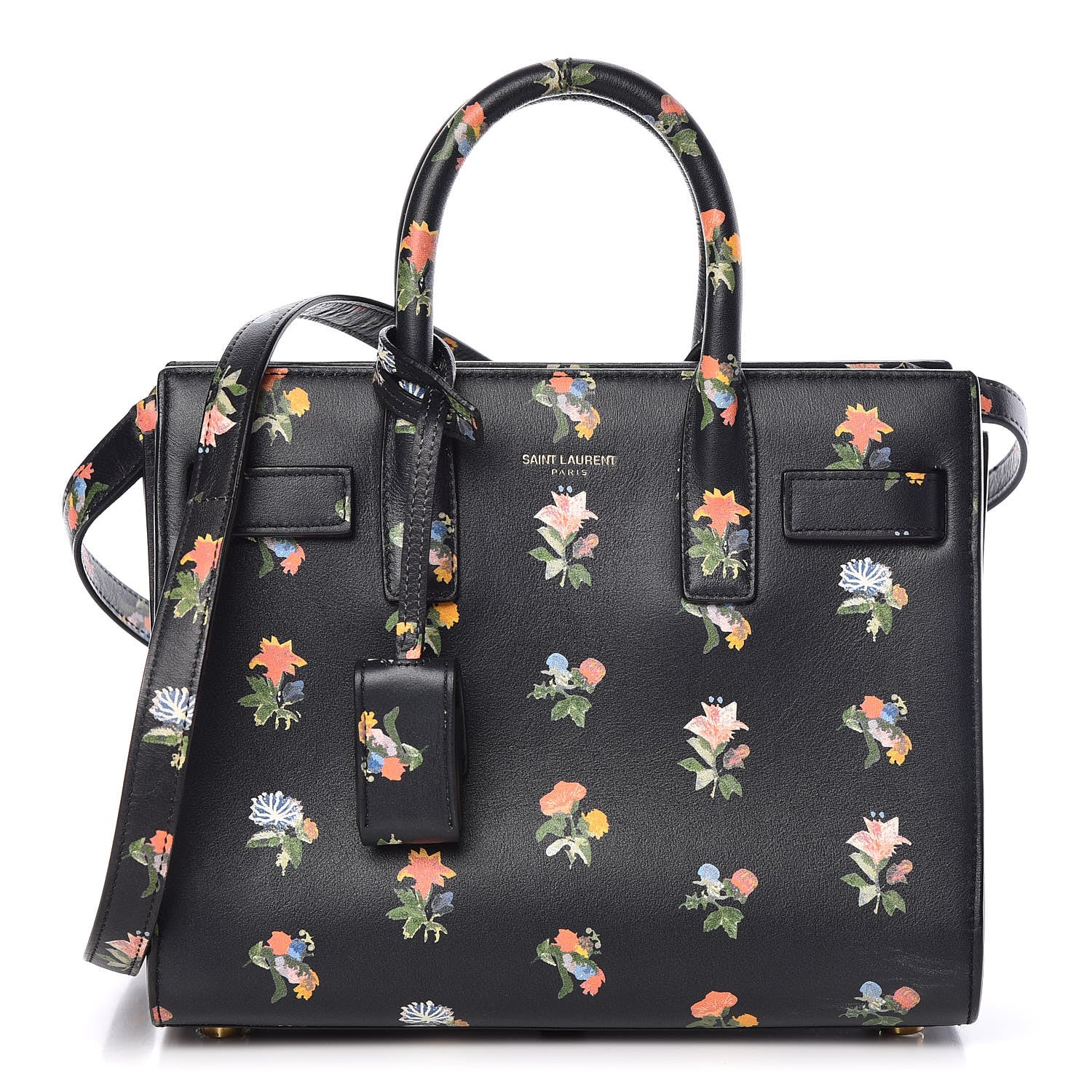 Saint Laurent Calfskin Prairie Printed Nano Sac De Jour Black 1 of 8