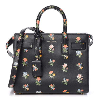 Saint Laurent Calfskin Prairie Printed Nano Sac De Jour Black 1 of 8