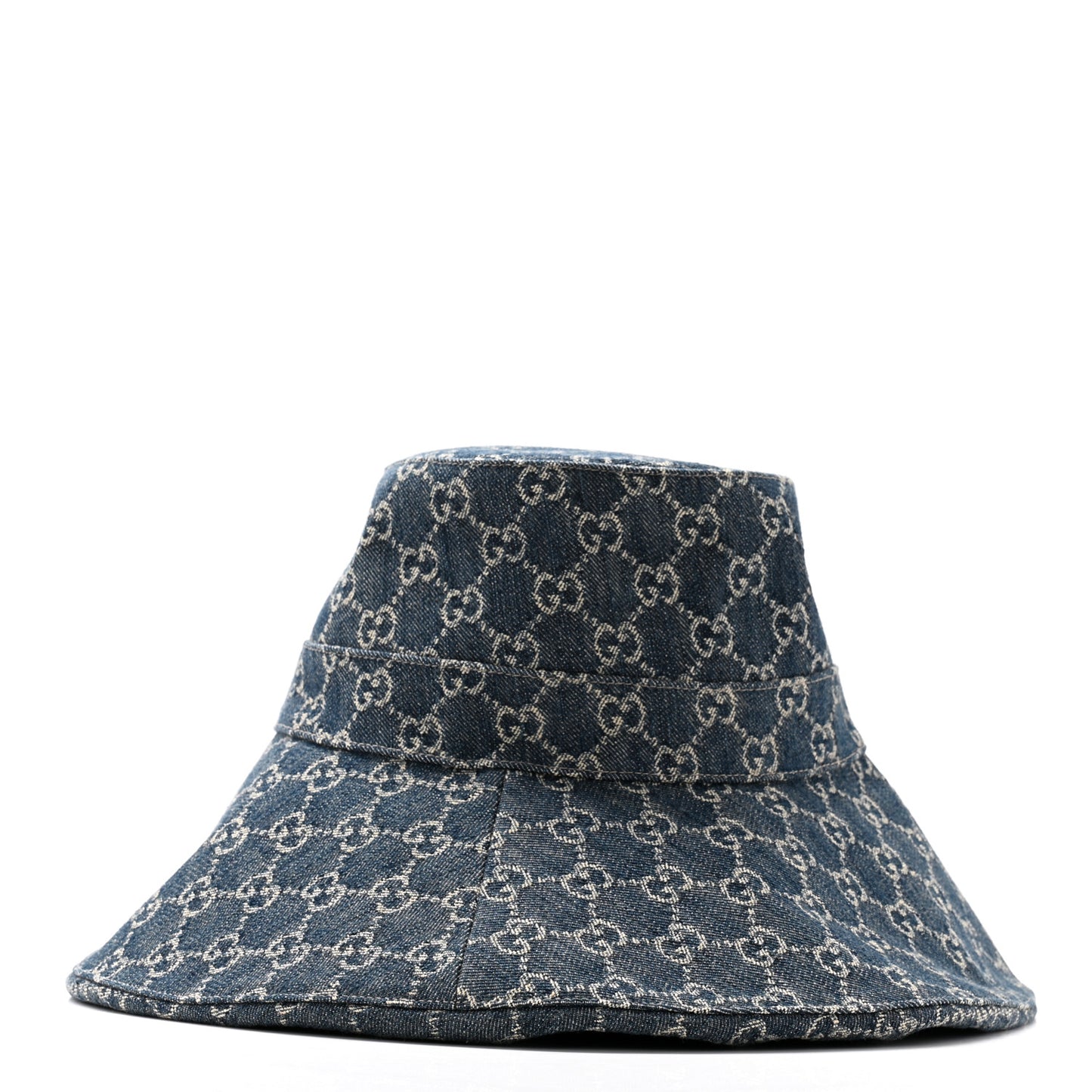 Denim GG Monogram Brim Hat M Blue Ivory