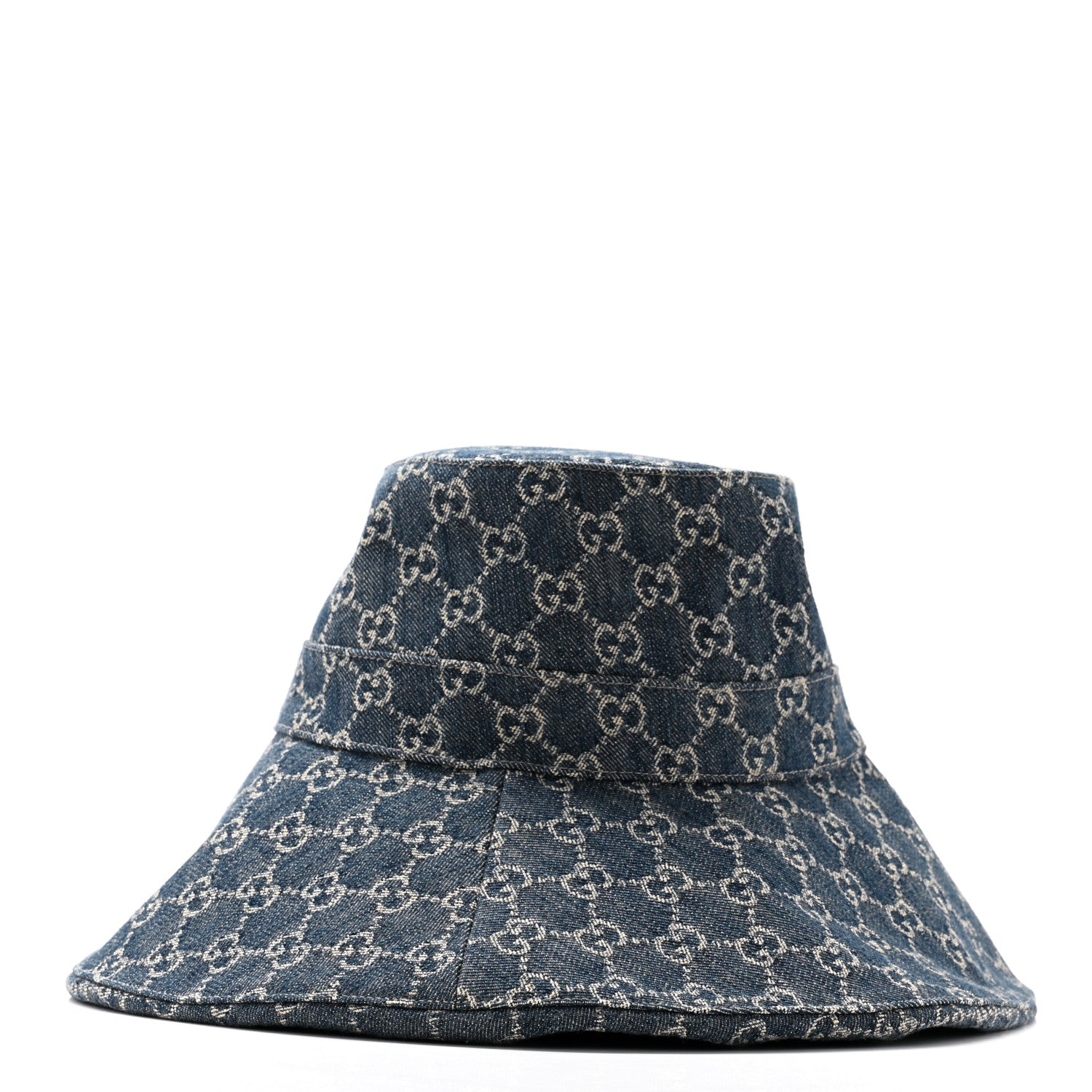 Gucci Denim GG Monogram Brim Hat M Blue Ivory 5 of 9